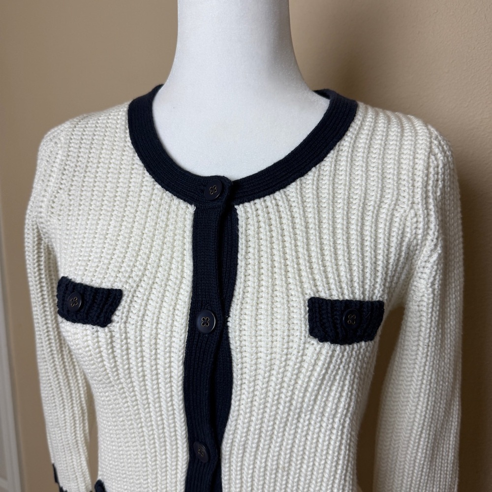Old Navy Women's White and Navy Cardigan- Small - Picture 4 of 9